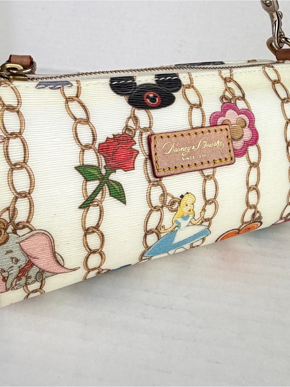 Dooney & Bourke Disney Parks Sketch Icon Barrel Bag Pouchette Purse Cream Small